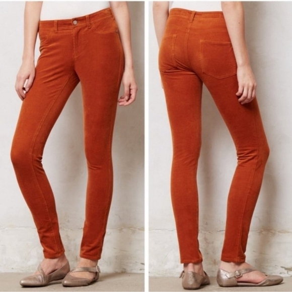 Pilcro and the Letterpress Pants - Pilcro And The Letterpress Rust Serif Skinny Corduroy Pants